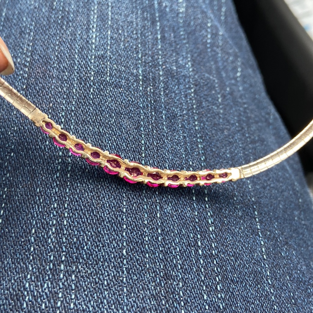 Silver & Ruby Choker Necklace - image 7